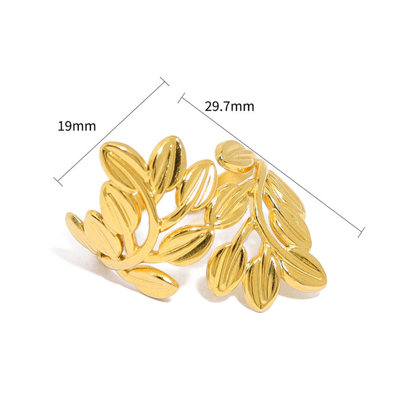 Vintage Leaf Open Ring for Women