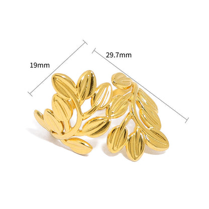 Vintage Leaf Open Ring for Women