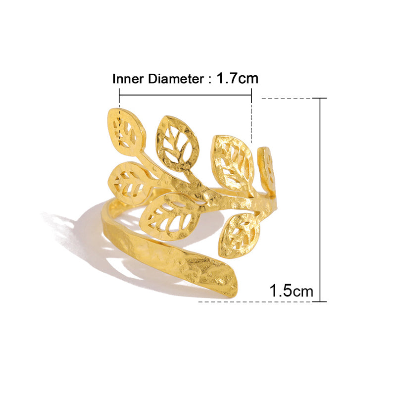Vintage Leaf Open Ring for Women
