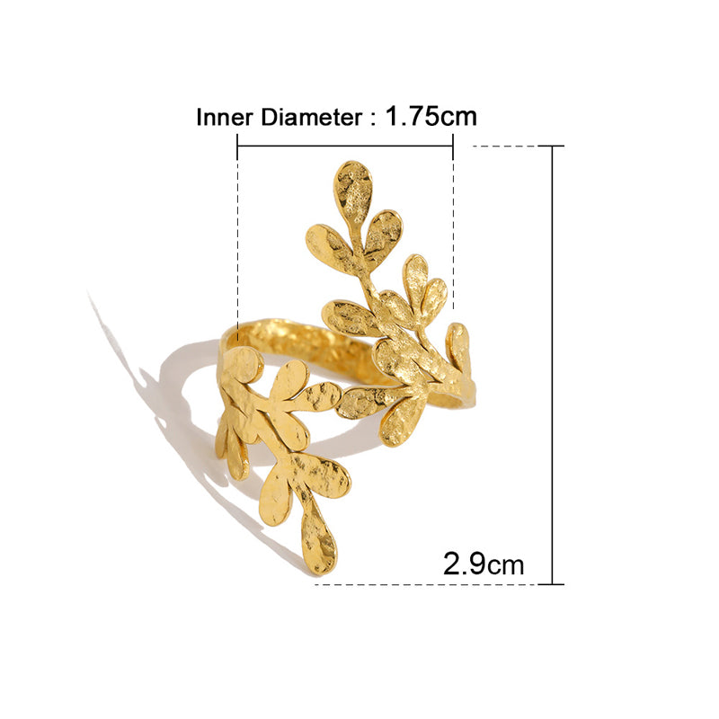 Vintage Leaf Open Ring for Women