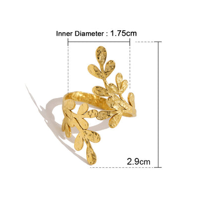 Vintage Leaf Open Ring for Women