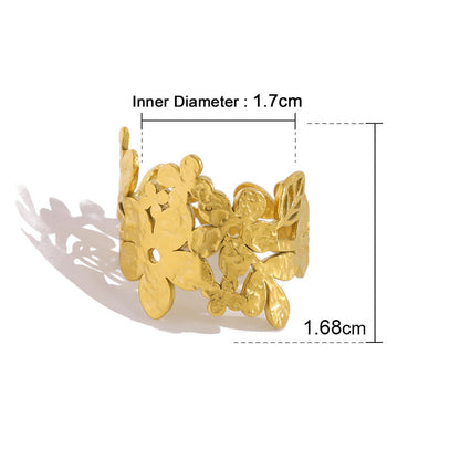 Vintage Leaf Open Ring for Women