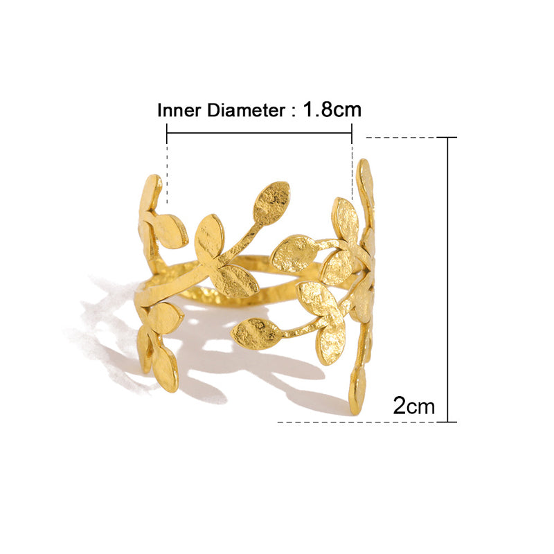 Vintage Leaf Open Ring for Women