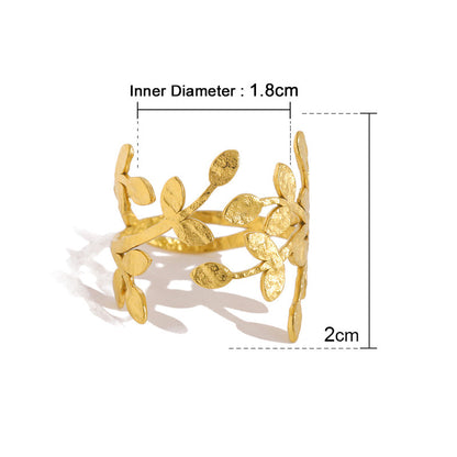 Vintage Leaf Open Ring for Women