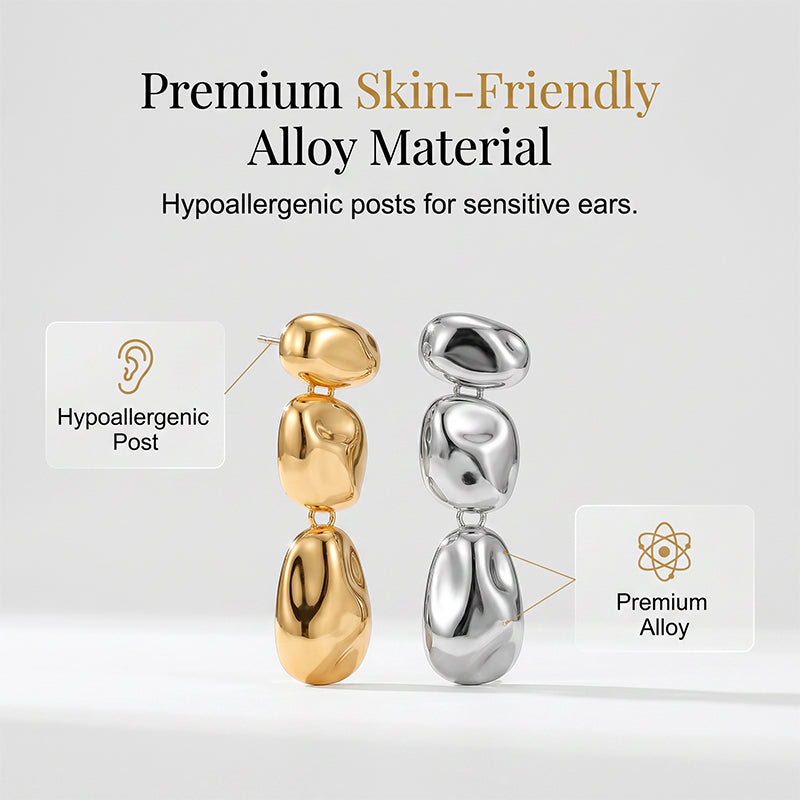 Women Minimalist Metallic Textured Pendant Earrings