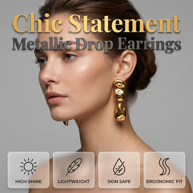 Women Minimalist Metallic Textured Pendant Earrings