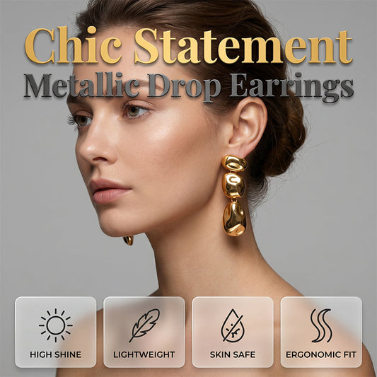 Women Minimalist Metallic Textured Pendant Earrings