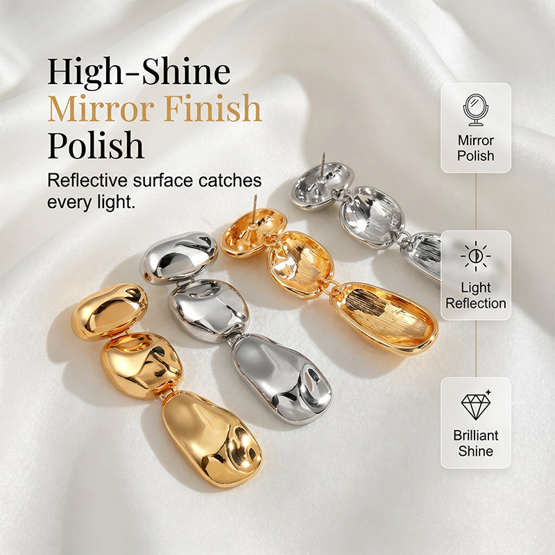 Women Minimalist Metallic Textured Pendant Earrings