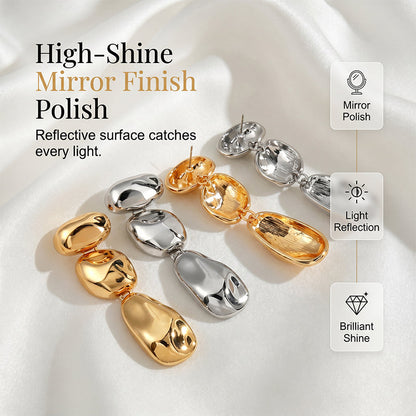 Women Minimalist Metallic Textured Pendant Earrings