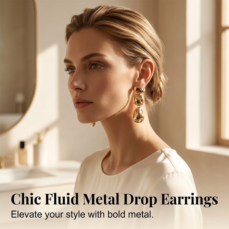 Women Minimalist Metallic Textured Pendant Earrings