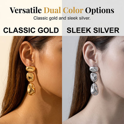 Women Minimalist Metallic Textured Pendant Earrings