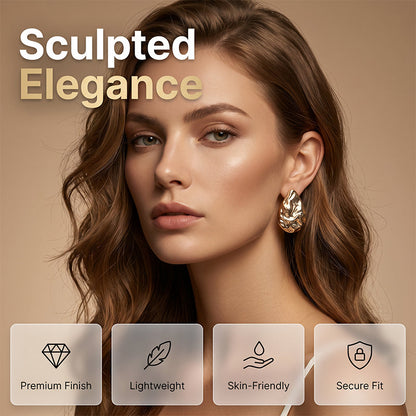 Women Irregular Hammered Teardrop Earrings