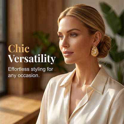 Women Irregular Hammered Teardrop Earrings