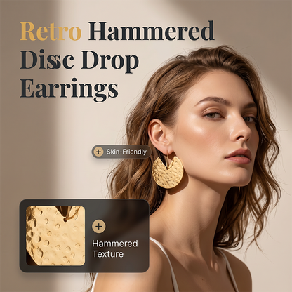 Retro Hammered Disc Drop Earrings