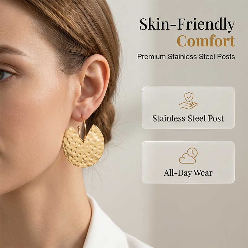 Retro Hammered Disc Drop Earrings