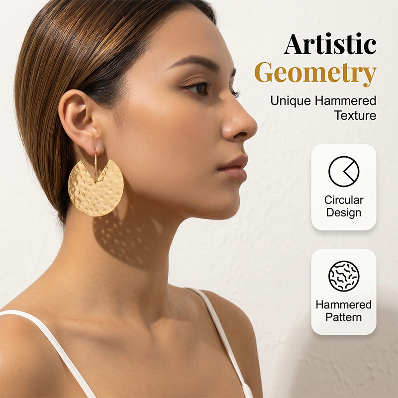 Retro Hammered Disc Drop Earrings