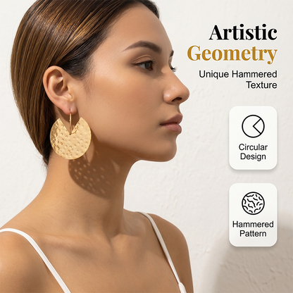 Retro Hammered Disc Drop Earrings