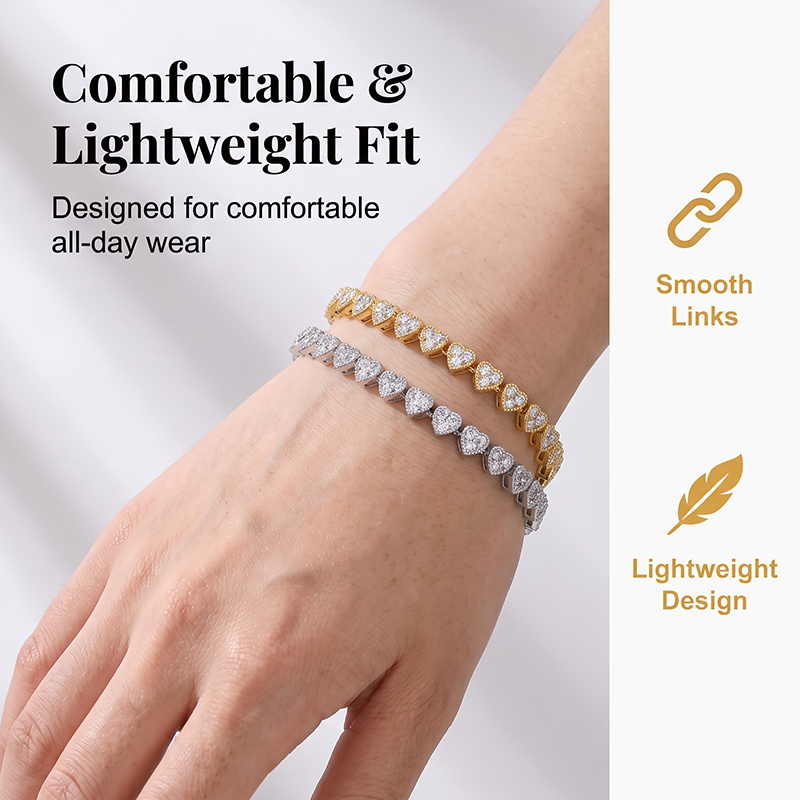 Women's Sparkling Heart Tennis Bracelet