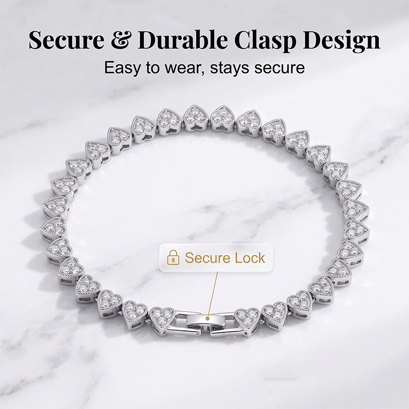 Women's Sparkling Heart Tennis Bracelet