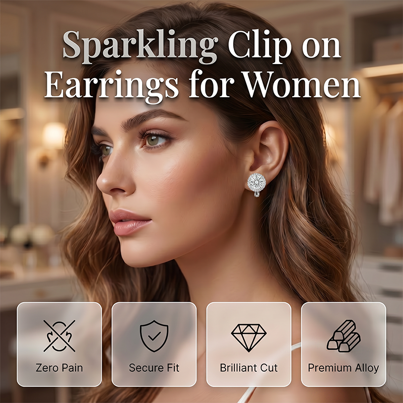 Sparkling Clip on Earrings for Women