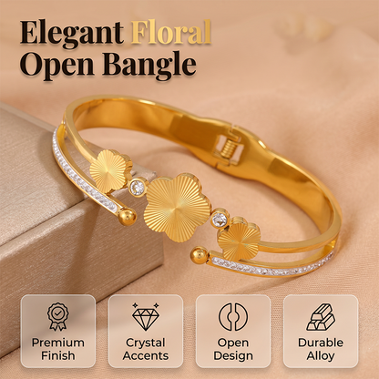 Women's Elegant Flower Open Bangle