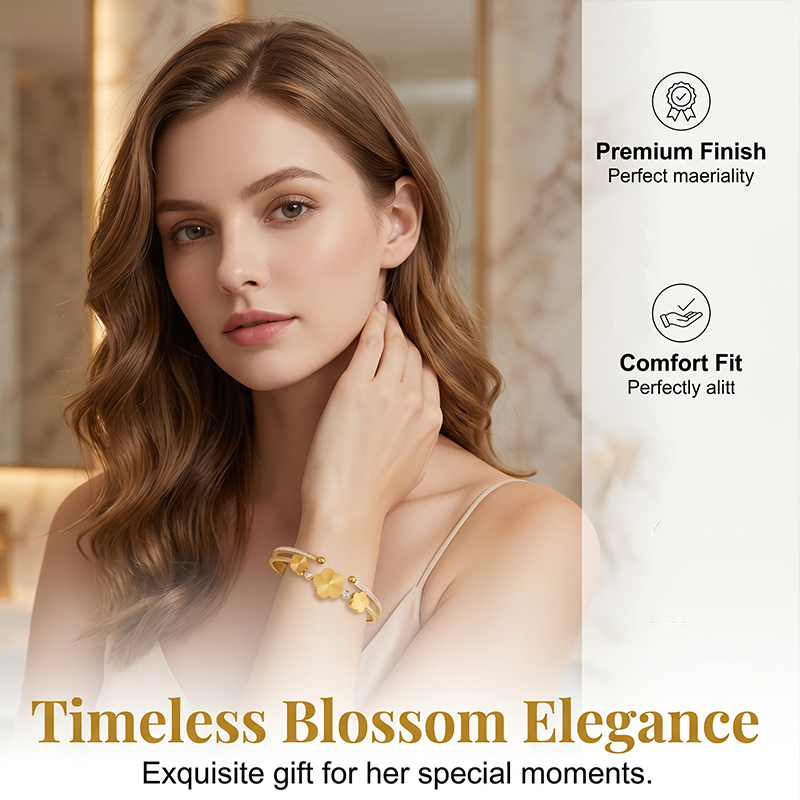 Women's Elegant Flower Open Bangle