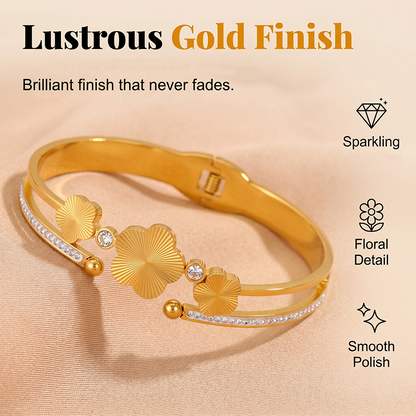 Women's Elegant Flower Open Bangle