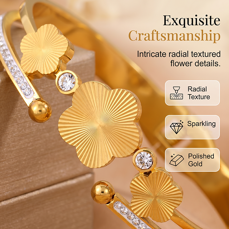 Women's Elegant Flower Open Bangle