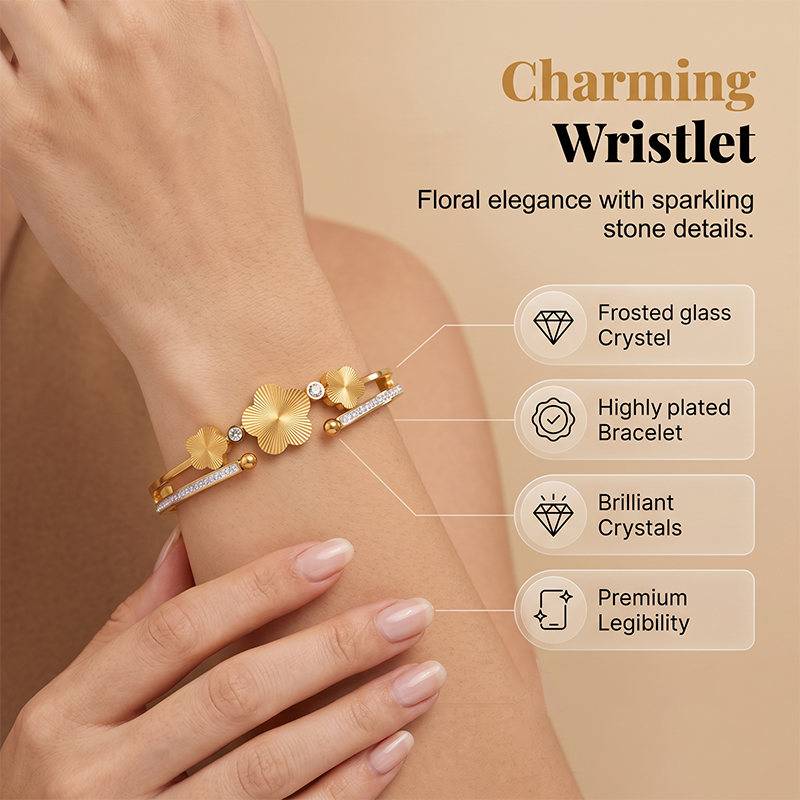 Women's Elegant Flower Open Bangle