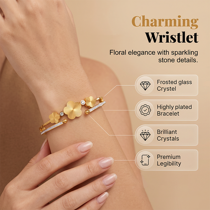 Women's Elegant Flower Open Bangle