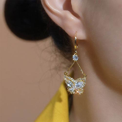 Sparkling Butterfly Drop Earrings