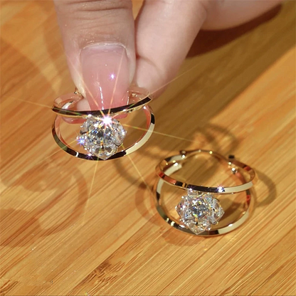 Double Hoop Sparkling Zirconia Ball Earrings