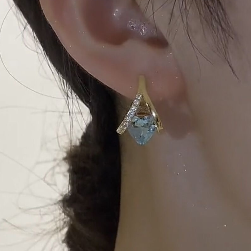 Elegant V-Shape Heart Dangle Hoop Earrings
