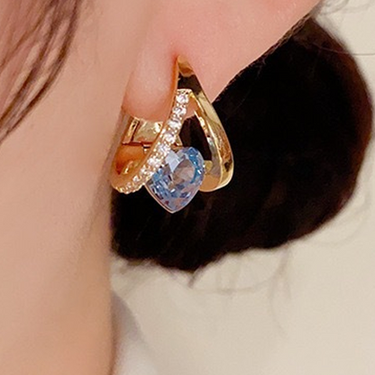 Elegant V-Shape Heart Dangle Hoop Earrings