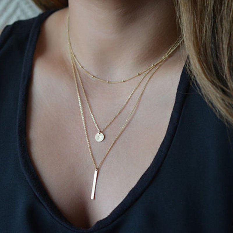 Elegant Multi Layered Necklace with Delicate Pendant