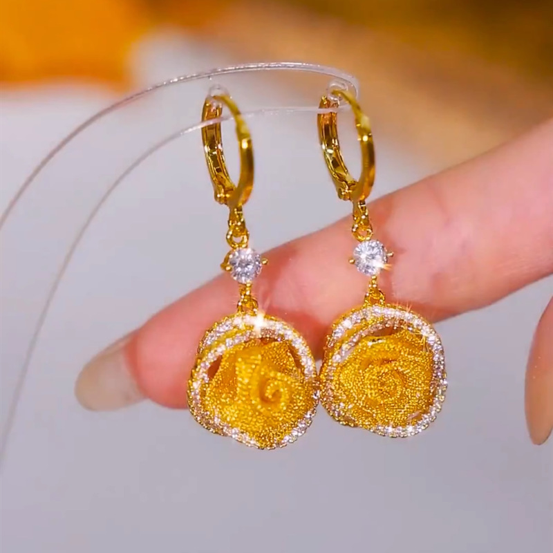 Elegant Mesh Rose Earrings