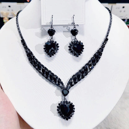 Sparkling Heart Necklace & Earring Set
