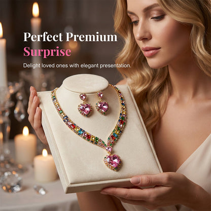 Sparkling Heart Necklace & Earring Set