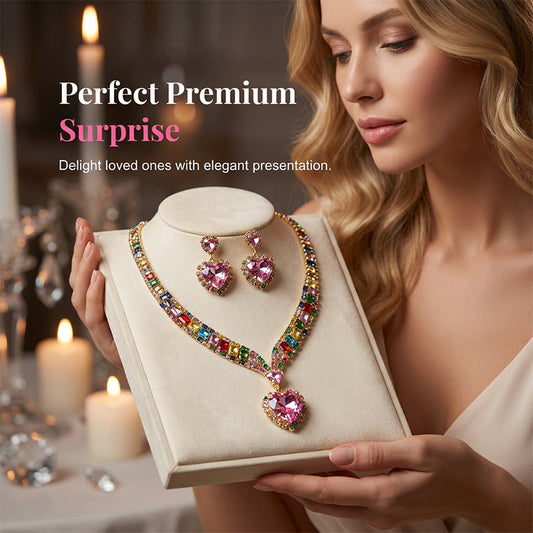 Sparkling Heart Necklace & Earring Set