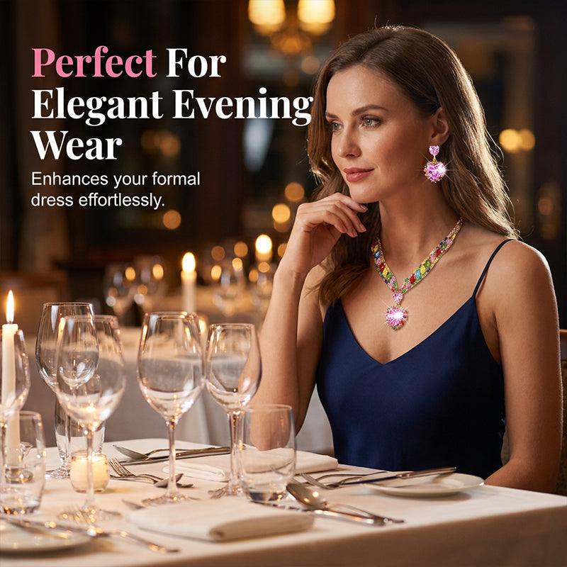 Sparkling Heart Necklace & Earring Set