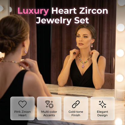Sparkling Heart Necklace & Earring Set