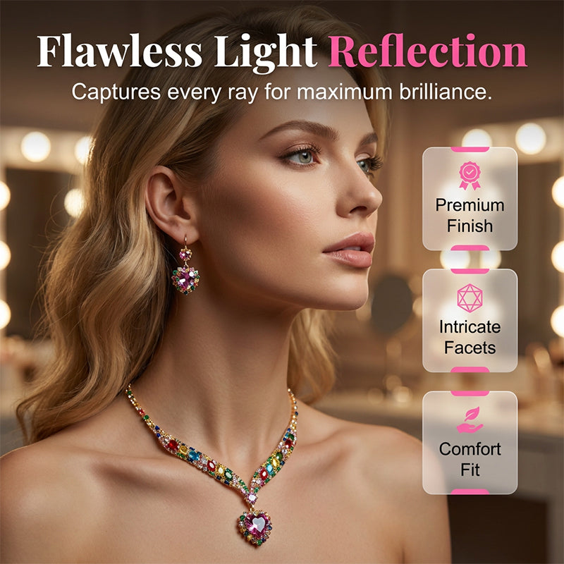 Sparkling Heart Necklace & Earring Set