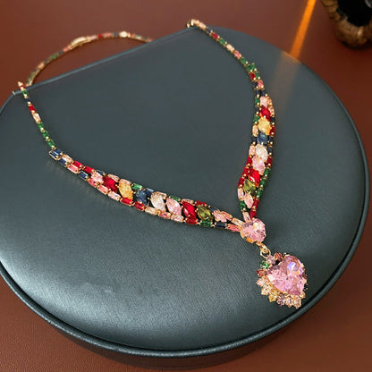 Sparkling Heart Necklace & Earring Set