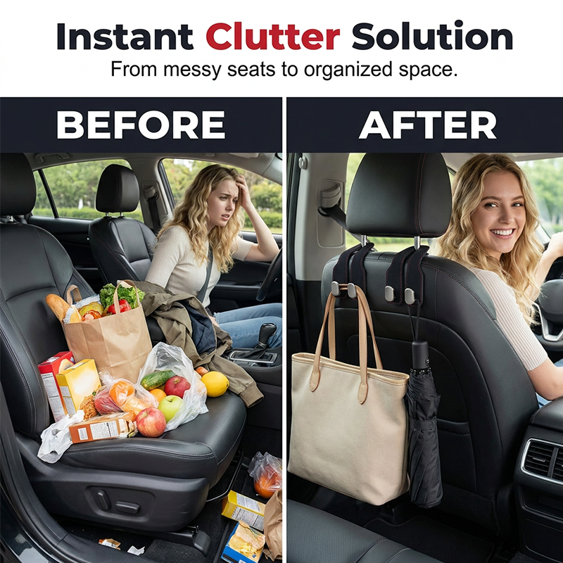 Multi-Functional Car Headrest Hooks