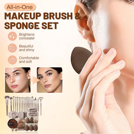 🚨 Final Chance Sale ⏳All-in-One Makeup Brush & Sponge Set for Flawless Beauty