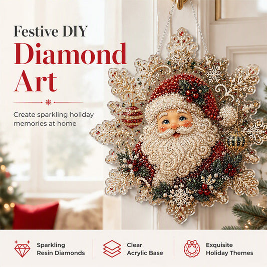 🎄 Kit colgante de arte con diamantes de Navidad – Adornos navideños brillantes DIY para decoración de puertas, ventanas y paredes