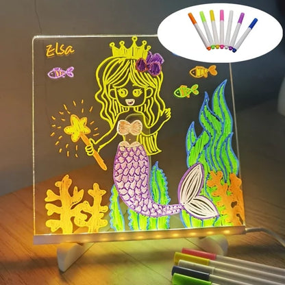 🎅Weihnachten Hot-Produkte 🎨LED-Nachrichtenbrett mit 7-Farben-Stiften – Wiederverwendbares Schreib- und Zeichenbrett