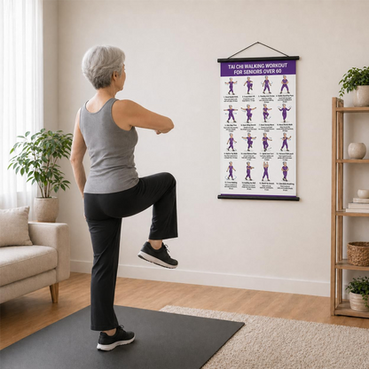 Póster de ejercicios de Tai Chi para personas mayores