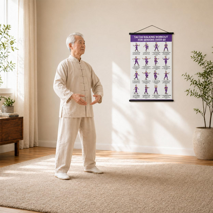Póster de ejercicios de Tai Chi para personas mayores