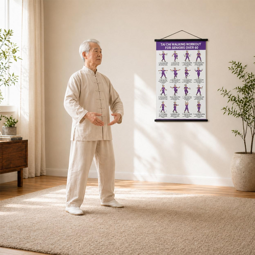 Póster de ejercicios de Tai Chi para personas mayores